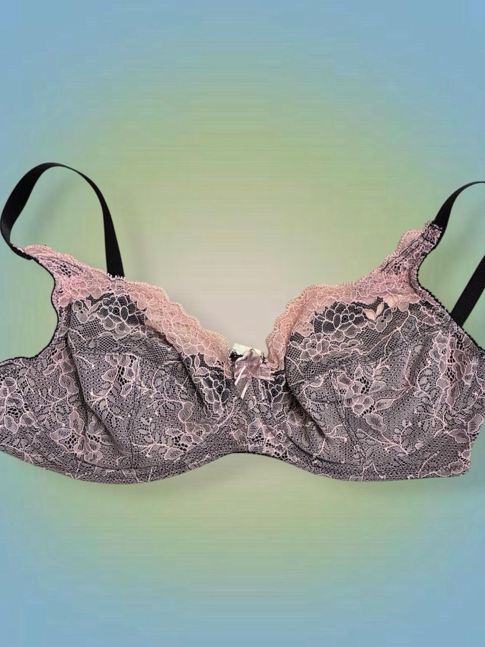 Lace Underwire Bra In Blush Baby Pink And Black - Women Intimates